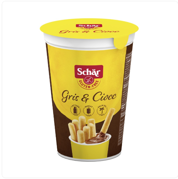 Milly Gris and Ciocc, grissini sin gluten Dr. Schar con crema de cacao para untar