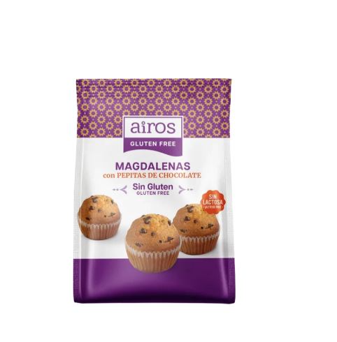 Magdalenas con pepitas de chocolate 210 g Sin gluten - Airos