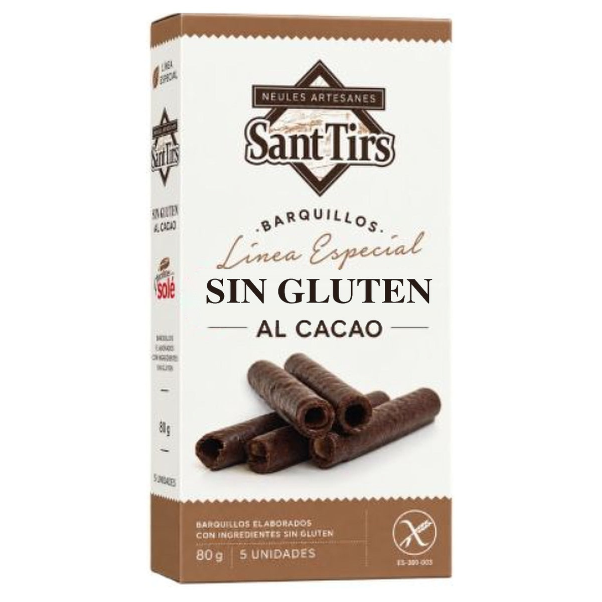 Barquillos con Chocolate 80 g Sin gluten - Sant Tirs